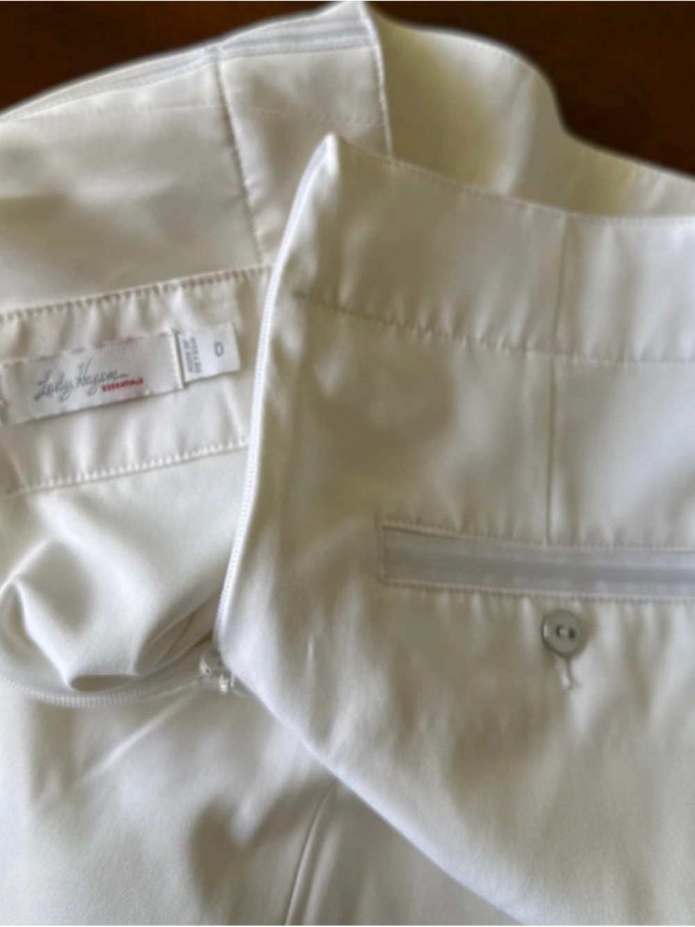 Lady Hagen White Men’s Dress Pants with Back-Welt Pocket